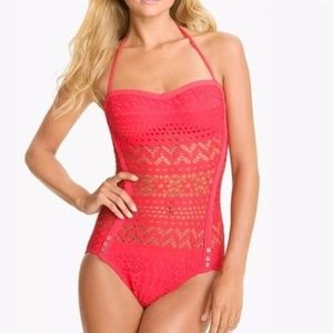 Robin Piccone Penelope Crochet Overlay One-Piece